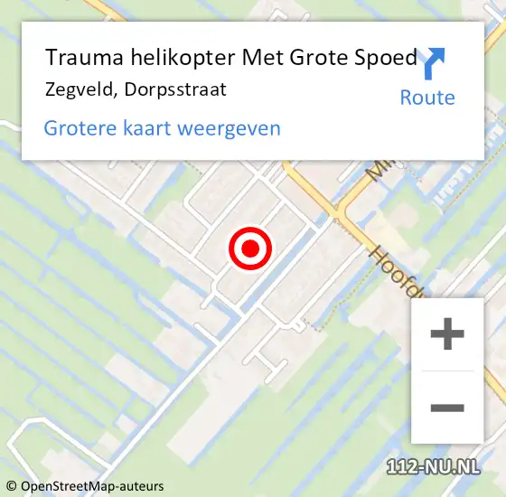 Locatie op kaart van de 112 melding: Trauma helikopter Met Grote Spoed Naar Zegveld, Dorpsstraat op 14 december 2023 05:33