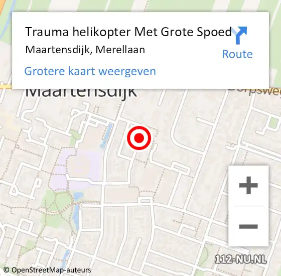 Locatie op kaart van de 112 melding: Trauma helikopter Met Grote Spoed Naar Maartensdijk, Merellaan op 14 december 2023 06:40