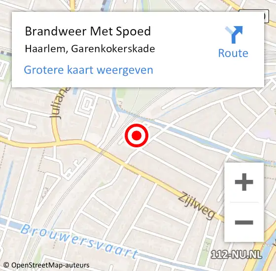Locatie op kaart van de 112 melding: Brandweer Met Spoed Naar Haarlem, Garenkokerskade op 14 december 2023 06:49