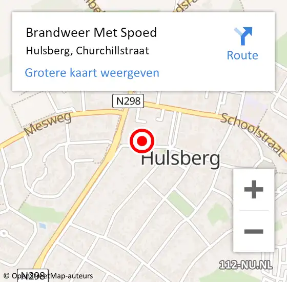 Locatie op kaart van de 112 melding: Brandweer Met Spoed Naar Hulsberg, Churchillstraat op 14 december 2023 07:46