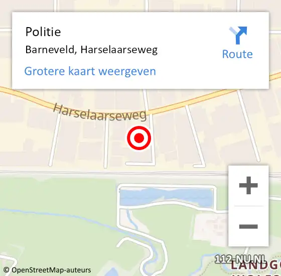 Locatie op kaart van de 112 melding: Politie Barneveld, Harselaarseweg op 14 december 2023 08:03