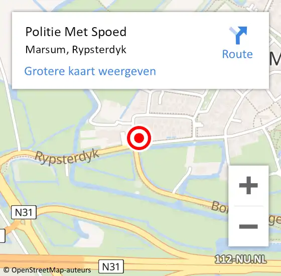 Locatie op kaart van de 112 melding: Politie Met Spoed Naar Marsum, Rypsterdyk op 14 december 2023 08:29