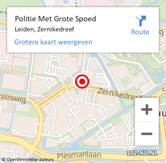 Locatie op kaart van de 112 melding: Politie Met Grote Spoed Naar Leiden, Zernikedreef op 14 december 2023 08:59