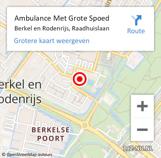 Locatie op kaart van de 112 melding: Ambulance Met Grote Spoed Naar Berkel en Rodenrijs, Raadhuislaan op 14 december 2023 09:29