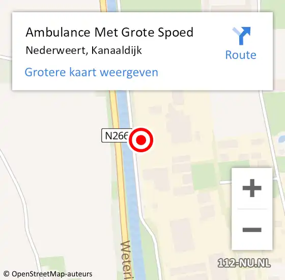 Locatie op kaart van de 112 melding: Ambulance Met Grote Spoed Naar Nederweert, Kanaaldijk op 14 december 2023 09:55