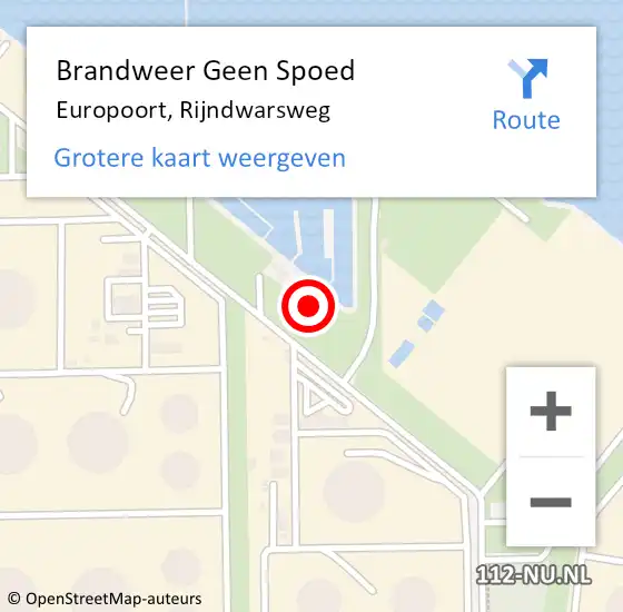 Locatie op kaart van de 112 melding: Brandweer Geen Spoed Naar Europoort, Rijndwarsweg op 14 december 2023 10:09
