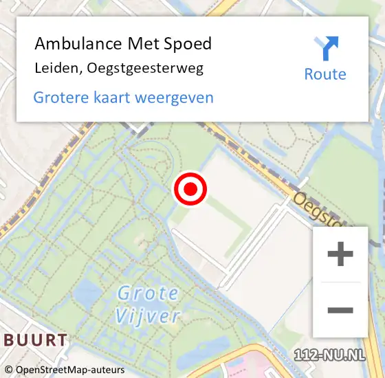 Locatie op kaart van de 112 melding: Ambulance Met Spoed Naar Leiden, Oegstgeesterweg op 14 december 2023 10:20