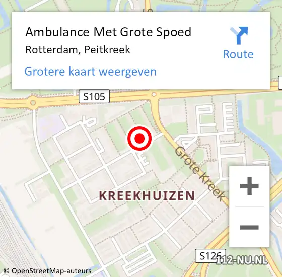 Locatie op kaart van de 112 melding: Ambulance Met Grote Spoed Naar Rotterdam, Peitkreek op 14 december 2023 10:28