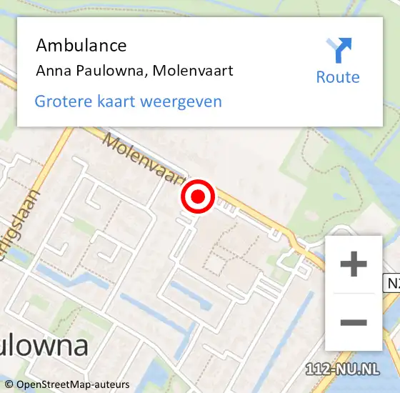Locatie op kaart van de 112 melding: Ambulance Anna Paulowna, Molenvaart op 14 december 2023 10:44