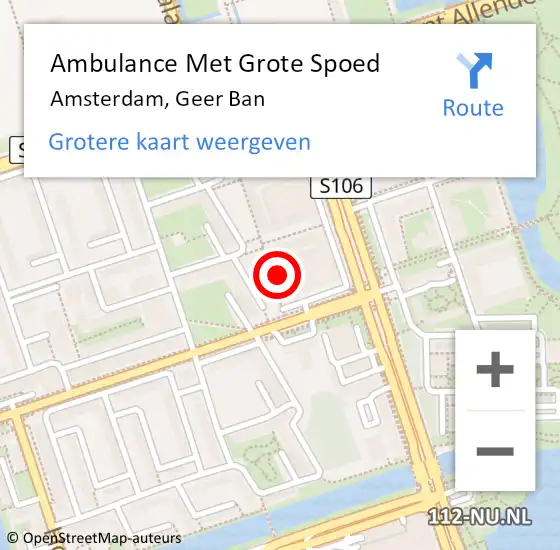 Locatie op kaart van de 112 melding: Ambulance Met Grote Spoed Naar Amsterdam, Geer Ban op 14 december 2023 11:25