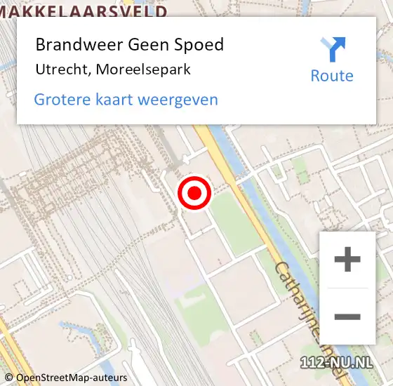 Locatie op kaart van de 112 melding: Brandweer Geen Spoed Naar Utrecht, Moreelsepark op 14 december 2023 13:24