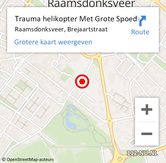 Locatie op kaart van de 112 melding: Trauma helikopter Met Grote Spoed Naar Raamsdonksveer, Brejaartstraat op 14 december 2023 13:33