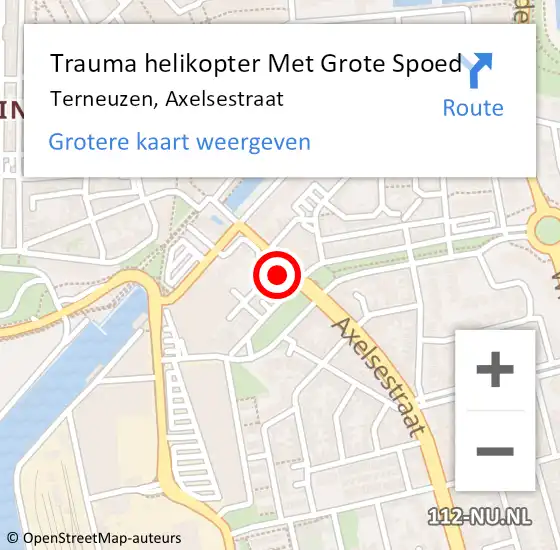 Locatie op kaart van de 112 melding: Trauma helikopter Met Grote Spoed Naar Terneuzen, Axelsestraat op 14 december 2023 14:12
