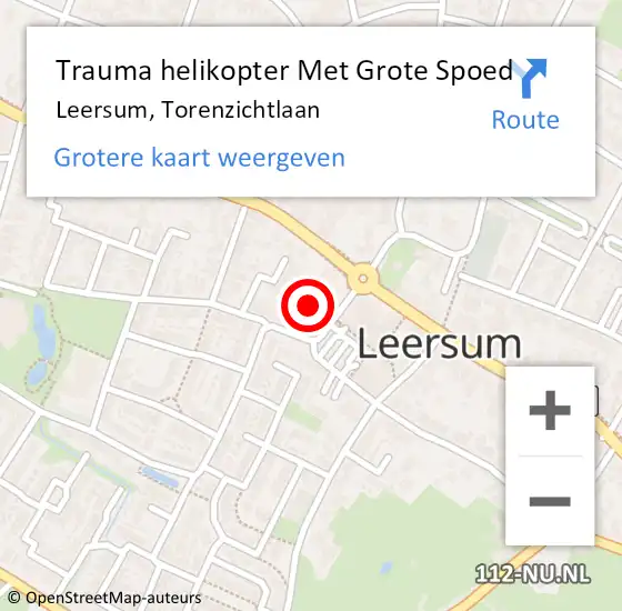 Locatie op kaart van de 112 melding: Trauma helikopter Met Grote Spoed Naar Leersum, Torenzichtlaan op 14 december 2023 14:37