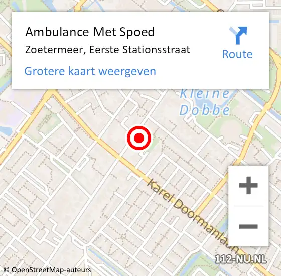Locatie op kaart van de 112 melding: Ambulance Met Spoed Naar Zoetermeer, Eerste Stationsstraat op 14 december 2023 14:39
