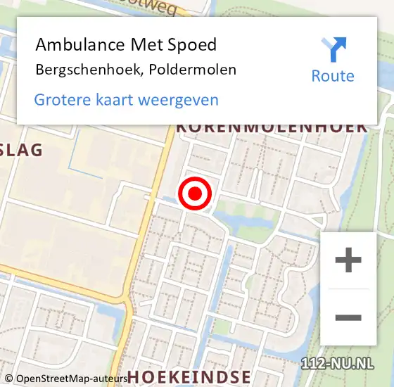 Locatie op kaart van de 112 melding: Ambulance Met Spoed Naar Bergschenhoek, Poldermolen op 14 december 2023 14:56