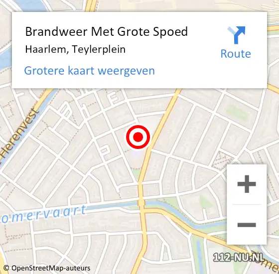 Locatie op kaart van de 112 melding: Brandweer Met Grote Spoed Naar Haarlem, Teylerplein op 14 december 2023 15:21