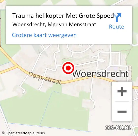 Locatie op kaart van de 112 melding: Trauma helikopter Met Grote Spoed Naar Woensdrecht, Mgr van Mensstraat op 14 december 2023 16:22