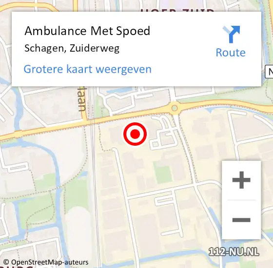 Locatie op kaart van de 112 melding: Ambulance Met Spoed Naar Schagen, Zuiderweg op 14 december 2023 16:59