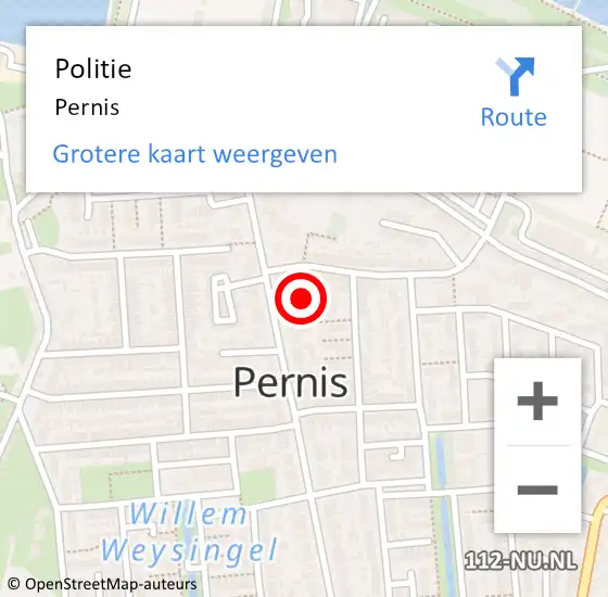 Locatie op kaart van de 112 melding: Politie Pernis op 14 december 2023 17:02