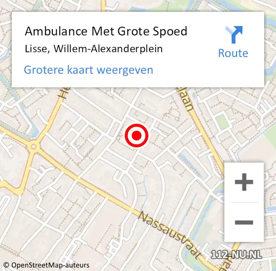 Locatie op kaart van de 112 melding: Ambulance Met Grote Spoed Naar Lisse, Willem-Alexanderplein op 14 december 2023 18:09