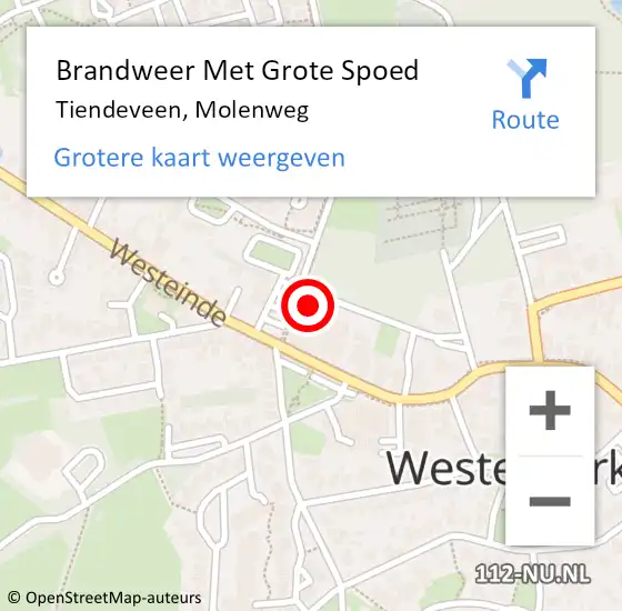 Locatie op kaart van de 112 melding: Brandweer Met Grote Spoed Naar Tiendeveen, Molenweg op 14 december 2023 18:24