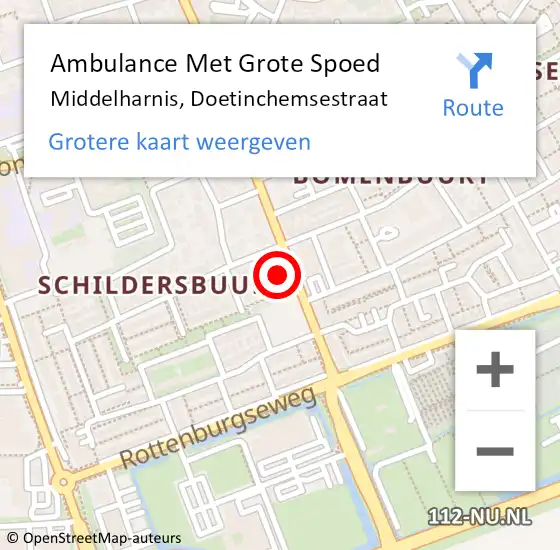 Locatie op kaart van de 112 melding: Ambulance Met Grote Spoed Naar Middelharnis, Doetinchemsestraat op 14 december 2023 18:45