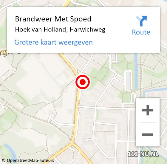 Locatie op kaart van de 112 melding: Brandweer Met Spoed Naar Hoek van Holland, Harwichweg op 14 december 2023 19:13