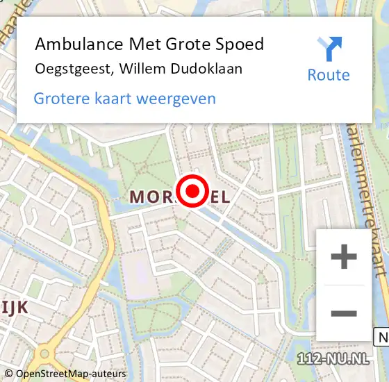 Locatie op kaart van de 112 melding: Ambulance Met Grote Spoed Naar Oegstgeest, Willem Dudoklaan op 14 december 2023 19:36