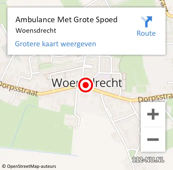 Locatie op kaart van de 112 melding: Ambulance Met Grote Spoed Naar Woensdrecht op 14 december 2023 22:34