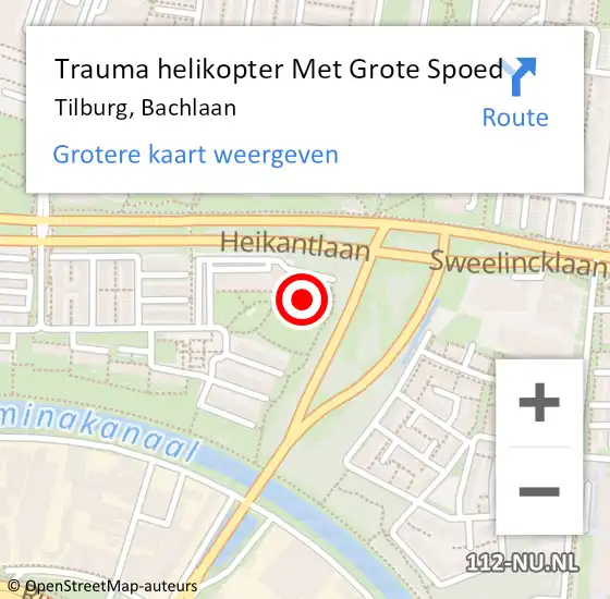 Locatie op kaart van de 112 melding: Trauma helikopter Met Grote Spoed Naar Tilburg, Bachlaan op 14 december 2023 22:44