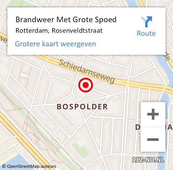 Locatie op kaart van de 112 melding: Brandweer Met Grote Spoed Naar Rotterdam, Rosenveldtstraat op 14 december 2023 23:05