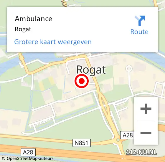 Locatie op kaart van de 112 melding: Ambulance Rogat op 14 oktober 2013 22:09