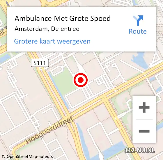 Locatie op kaart van de 112 melding: Ambulance Met Grote Spoed Naar Amsterdam, De entree op 14 december 2023 23:32