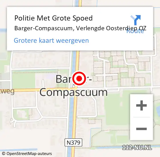 Locatie op kaart van de 112 melding: Politie Met Grote Spoed Naar Barger-Compascuum, Verlengde Oosterdiep OZ op 14 december 2023 23:46