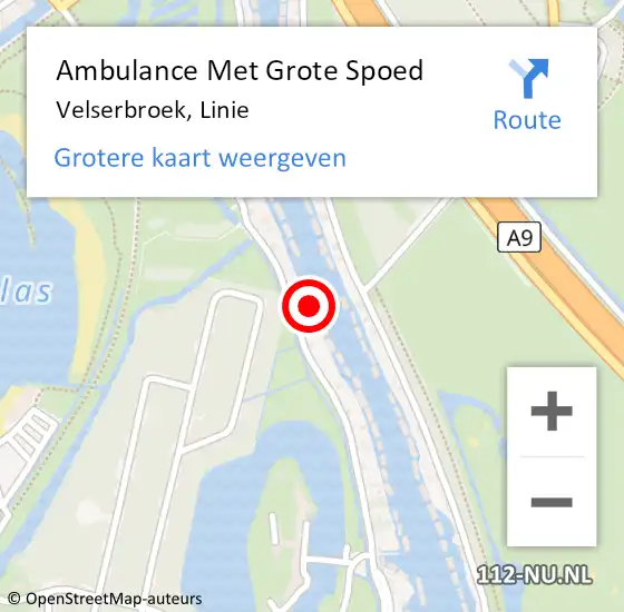 Locatie op kaart van de 112 melding: Ambulance Met Grote Spoed Naar Velserbroek, Linie op 15 december 2023 01:03