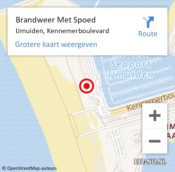 Locatie op kaart van de 112 melding: Brandweer Met Spoed Naar IJmuiden, Kennemerboulevard op 15 december 2023 04:35
