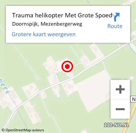 Locatie op kaart van de 112 melding: Trauma helikopter Met Grote Spoed Naar Doornspijk, Mezenbergerweg op 15 december 2023 07:22