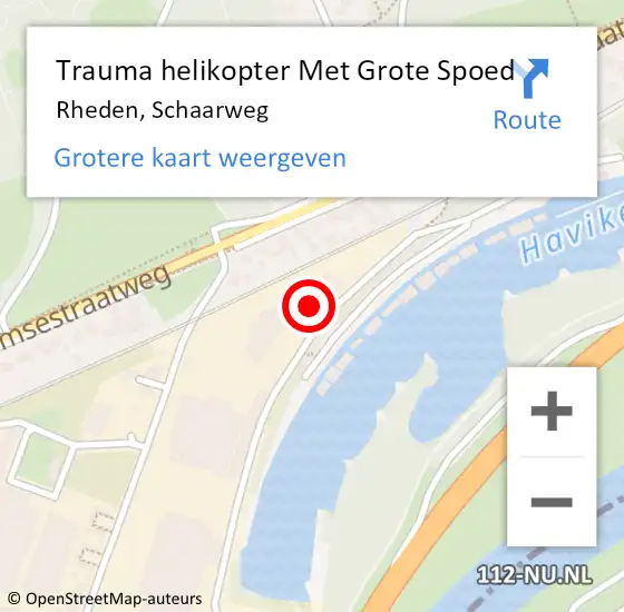 Locatie op kaart van de 112 melding: Trauma helikopter Met Grote Spoed Naar Rheden, Schaarweg op 15 december 2023 07:24