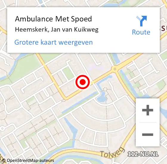 Locatie op kaart van de 112 melding: Ambulance Met Spoed Naar Heemskerk, Jan van Kuikweg op 15 december 2023 08:25
