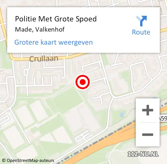 Locatie op kaart van de 112 melding: Politie Met Grote Spoed Naar Made, Valkenhof op 15 december 2023 08:31