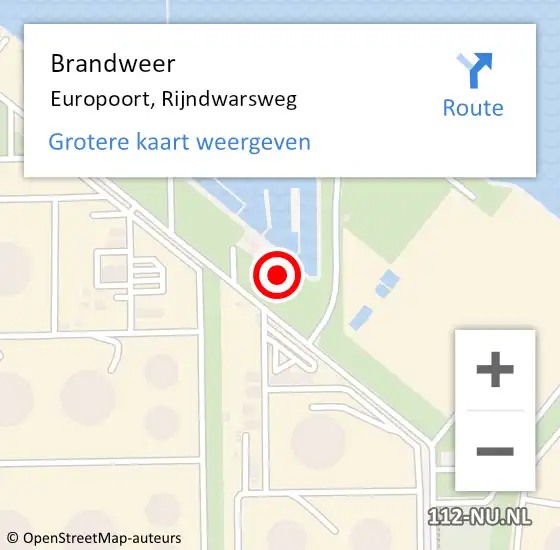Locatie op kaart van de 112 melding: Brandweer Europoort, Rijndwarsweg op 15 december 2023 09:04