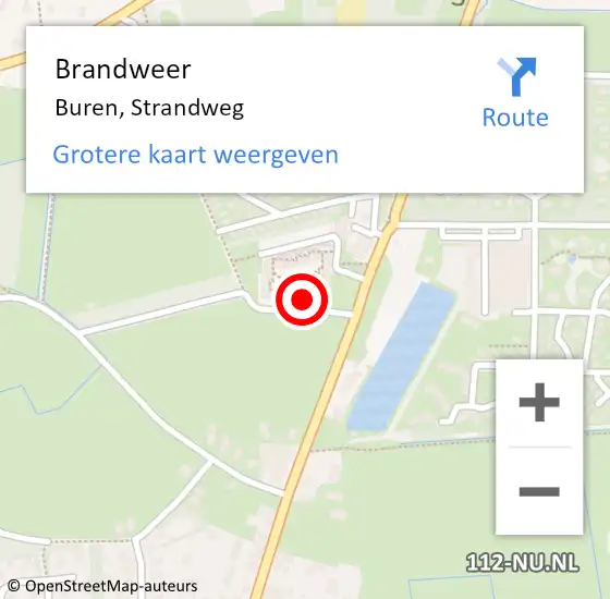 Locatie op kaart van de 112 melding: Brandweer Buren, Strandweg op 15 december 2023 09:07