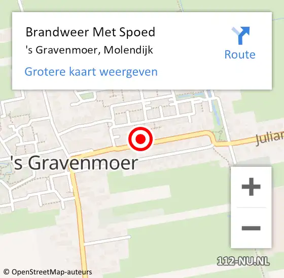 Locatie op kaart van de 112 melding: Brandweer Met Spoed Naar 's Gravenmoer, Molendijk op 15 december 2023 09:18
