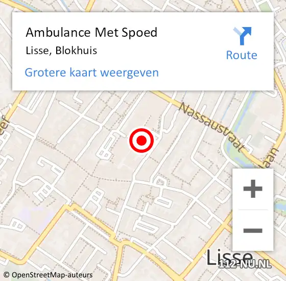 Locatie op kaart van de 112 melding: Ambulance Met Spoed Naar Lisse, Blokhuis op 15 december 2023 11:14