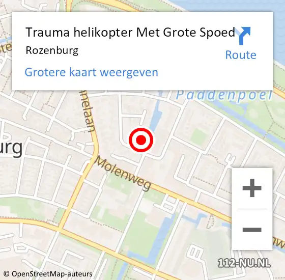 Locatie op kaart van de 112 melding: Trauma helikopter Met Grote Spoed Naar Rozenburg op 15 december 2023 11:30