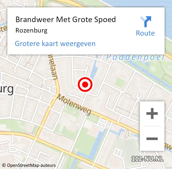 Locatie op kaart van de 112 melding: Brandweer Met Grote Spoed Naar Rozenburg op 15 december 2023 11:32