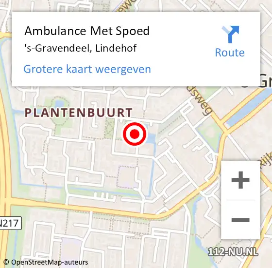 Locatie op kaart van de 112 melding: Ambulance Met Spoed Naar 's-Gravendeel, Lindehof op 15 december 2023 12:12