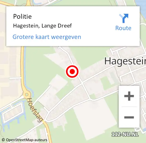 Locatie op kaart van de 112 melding: Politie Hagestein, Lange Dreef op 15 december 2023 12:39