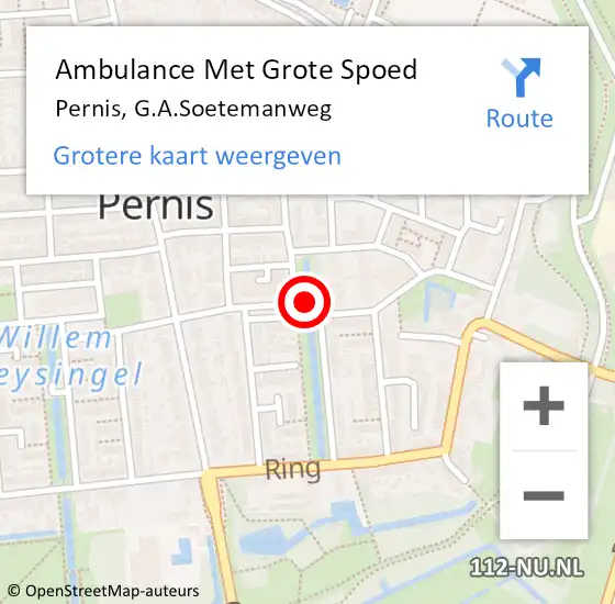 Locatie op kaart van de 112 melding: Ambulance Met Grote Spoed Naar Pernis, G.A.Soetemanweg op 15 december 2023 14:10